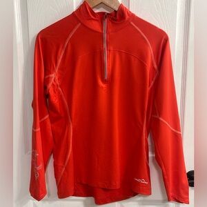 Eddie Bauer Sport Women’s L Quarter Zip Athletic Running Top Coral Stretch Mesh